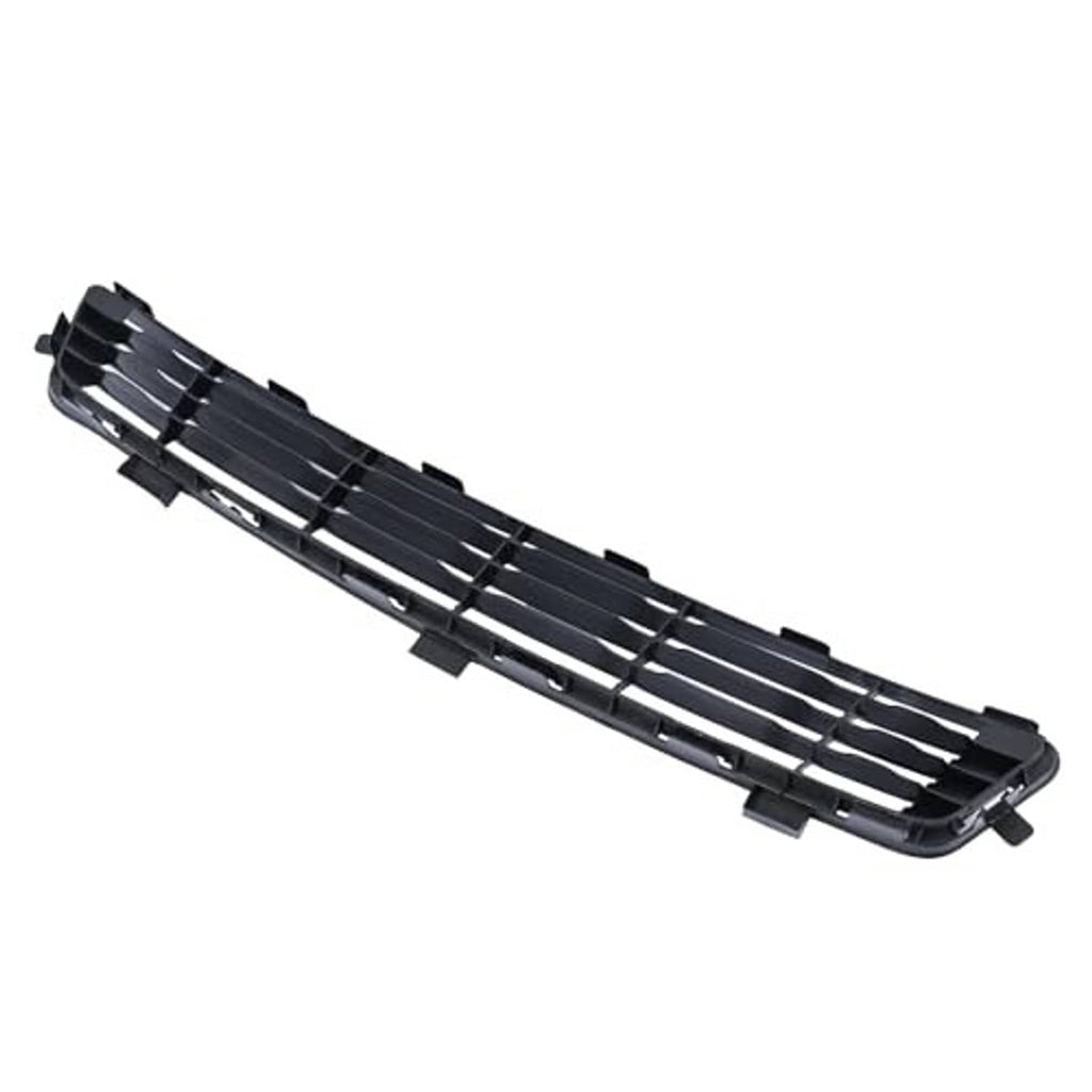 Front bumper grille with black frame and silver grille bars, angled view
