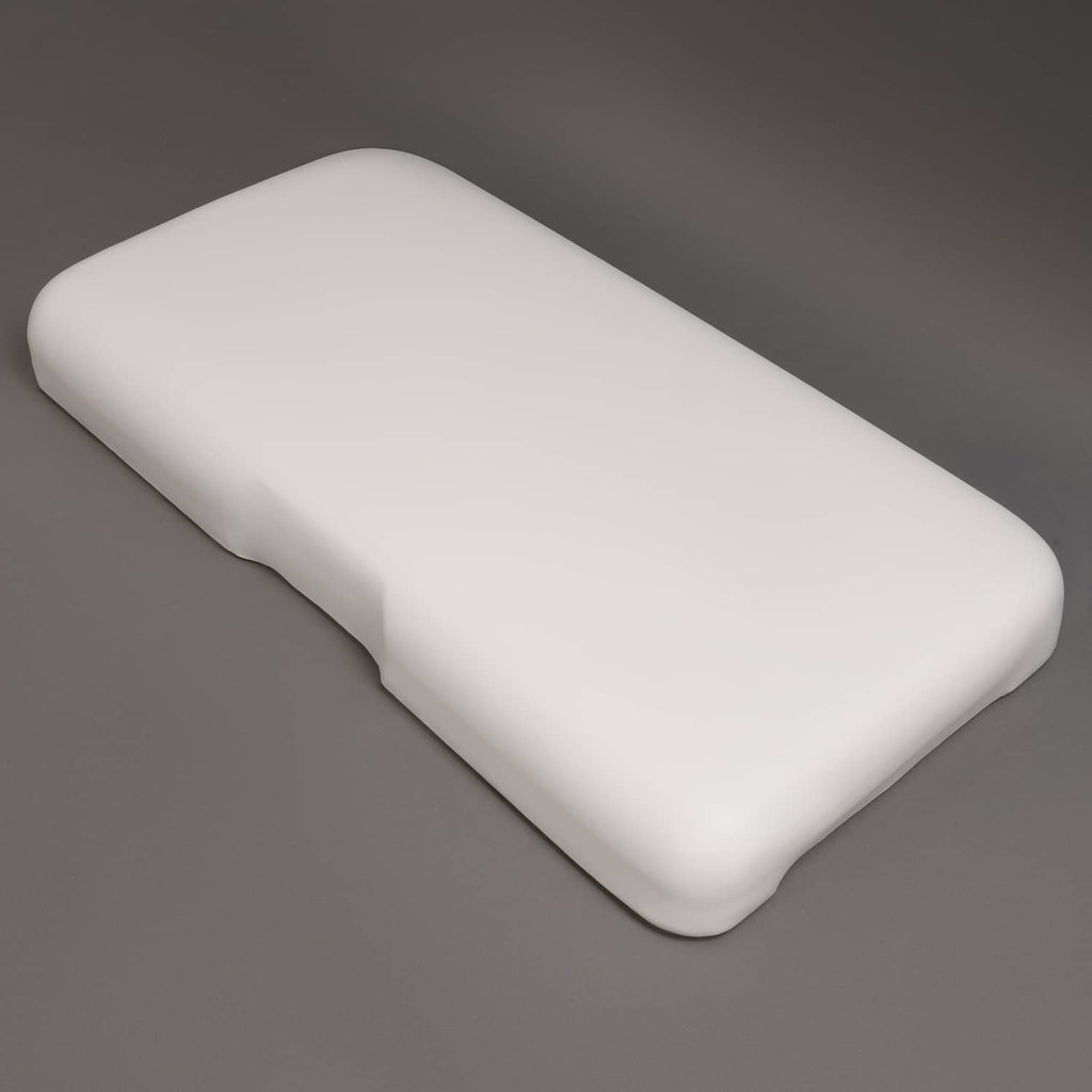 White golf cart seat bottom cushion, long rounded profile