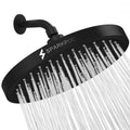 Midnight black matte 8-inch round rain shower head with multiple spray nozzles