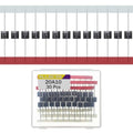 Rectifier diodes set in clear box, axial leads with 20A10 markings, 30 pcs