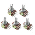 Dual 50K 6-pin dual potentiometer, metal shaft and 5-pin PCB terminal array