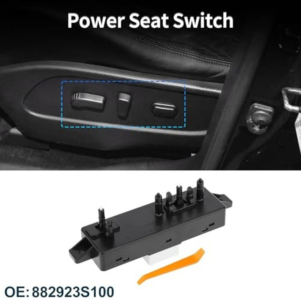 Power seat switch module with dashboard button area highlighted