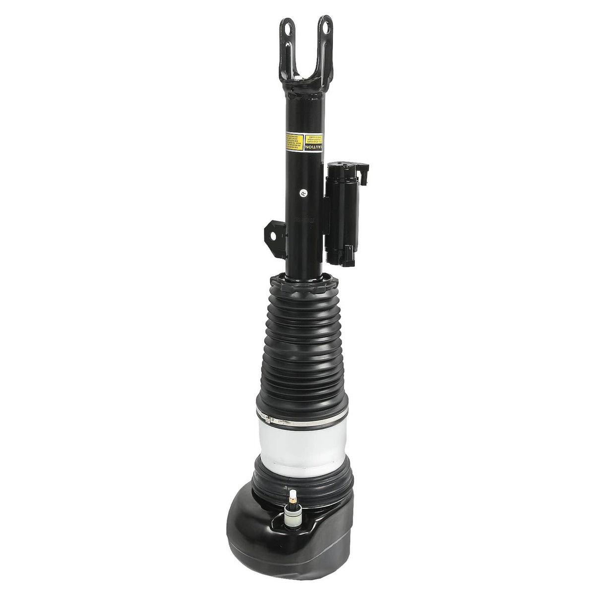 Air suspension shock strut top fork mount with black body and white sleeve