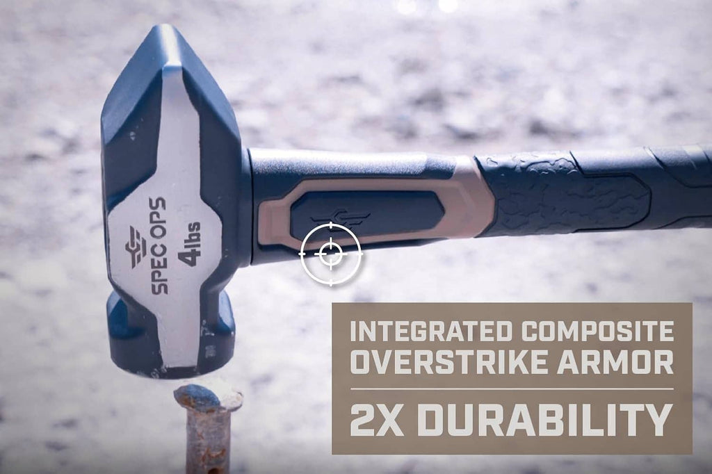 Blacksmith hammer with blue head and dark handle, SPEC OPS 4 lbs marking