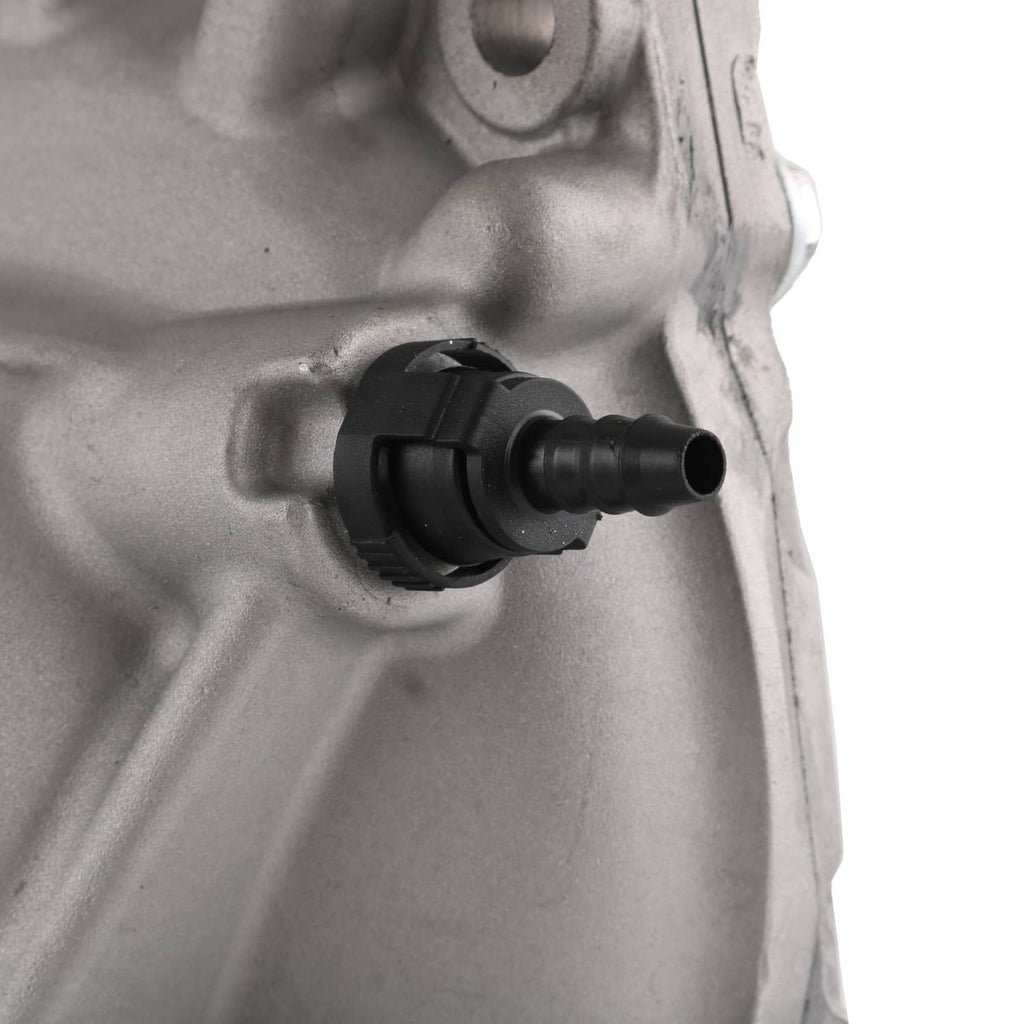 Close-up of front axle differential carrier housing showing black sensor connector