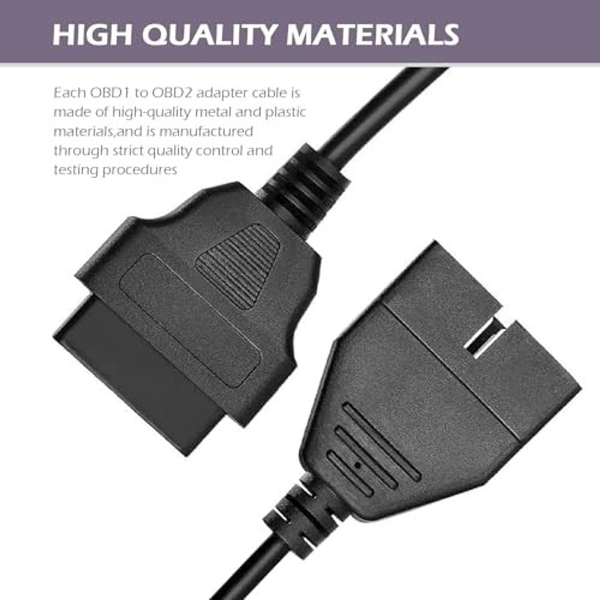 Car diagnostic adapter cable with textured molded connectors and ribbed strain relief