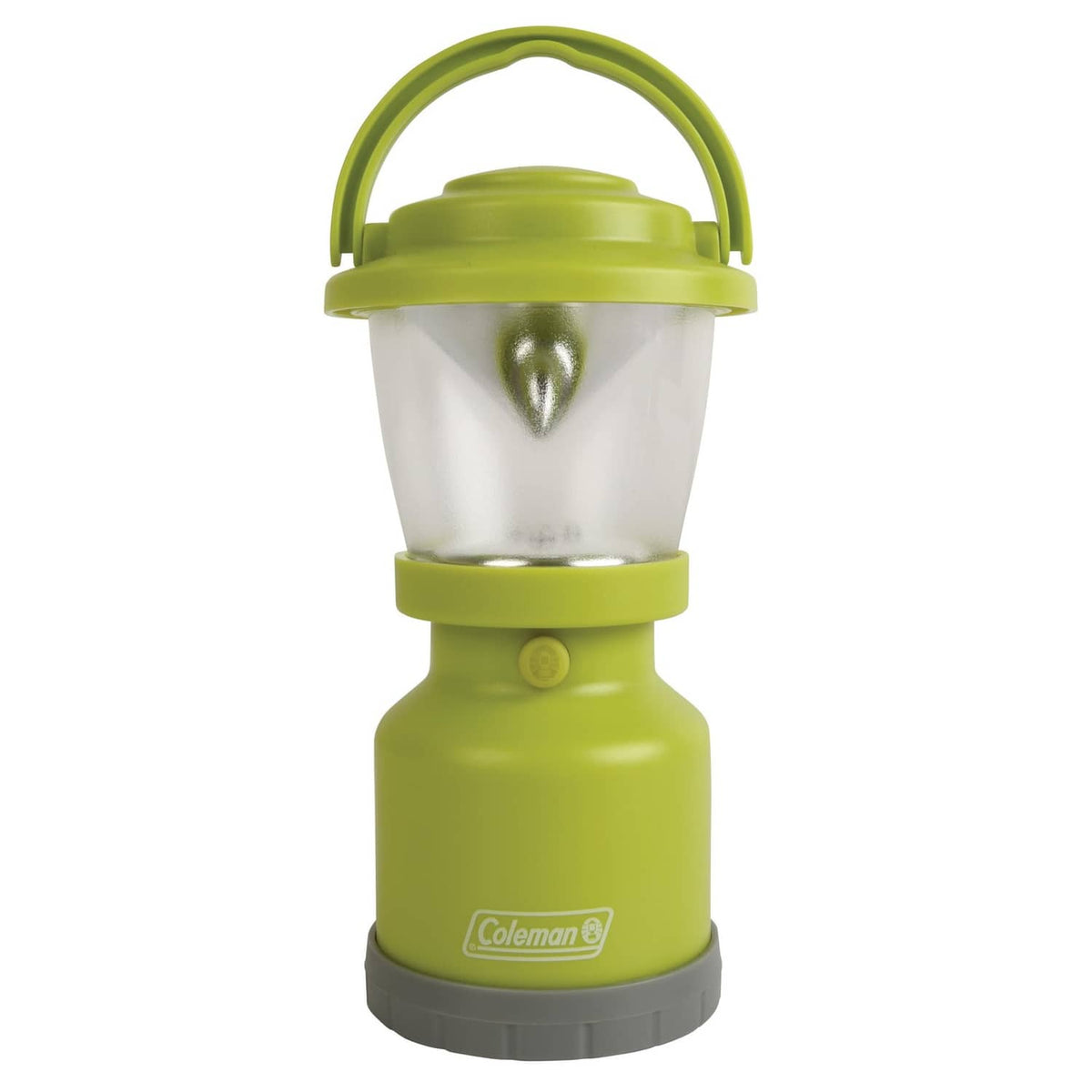 Lime green kids mini LED lantern with clear diffuser and carry handle