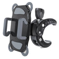 Compact phone holder clip for slim mic stands, grey clamp with adjustable mount