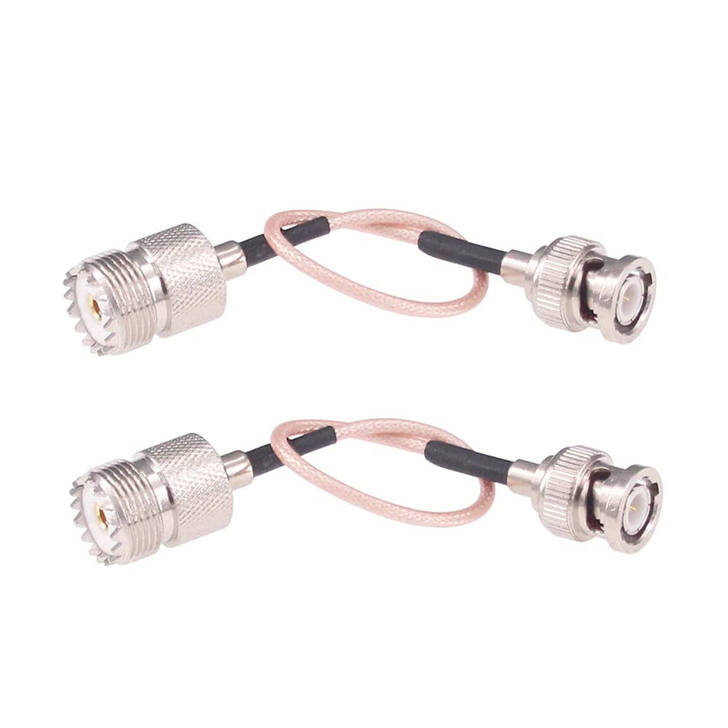 Two-pack RG316 BNC male to UHF female SO-259 coax extension cables, 6 in length
