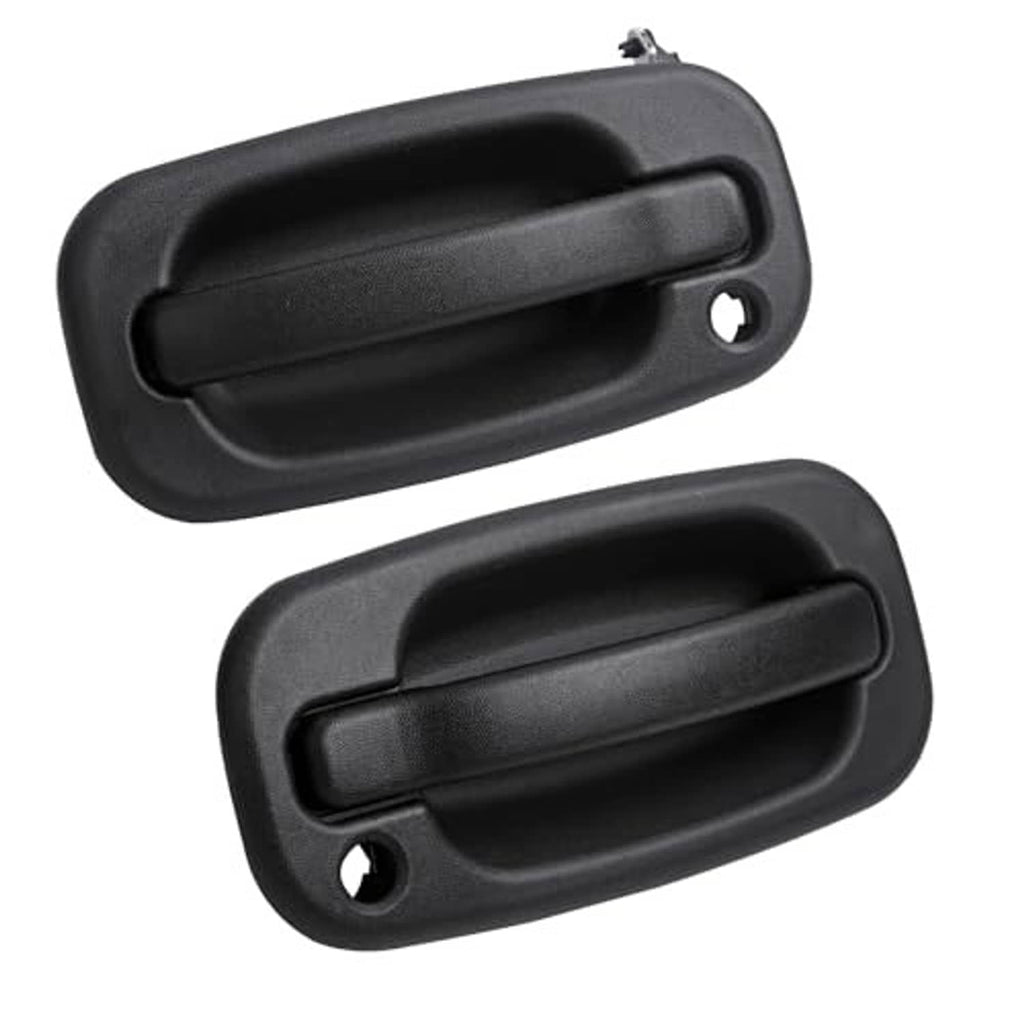Black exterior door handle pair, textured lever grips, front left and right