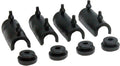 Black rubber saddlebag support mounts with round base pads, multiple pieces.