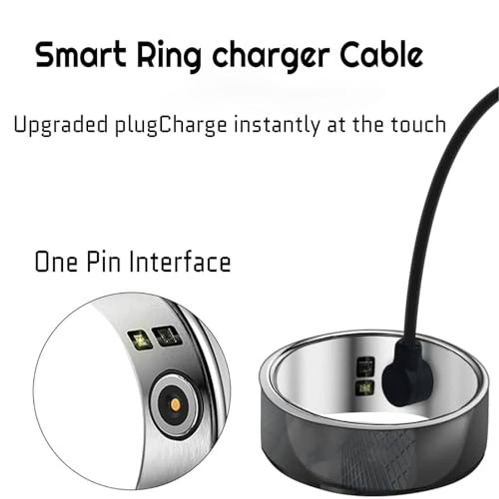 Magnetic smart ring charger cable with black USB plug and magnetic charging pin