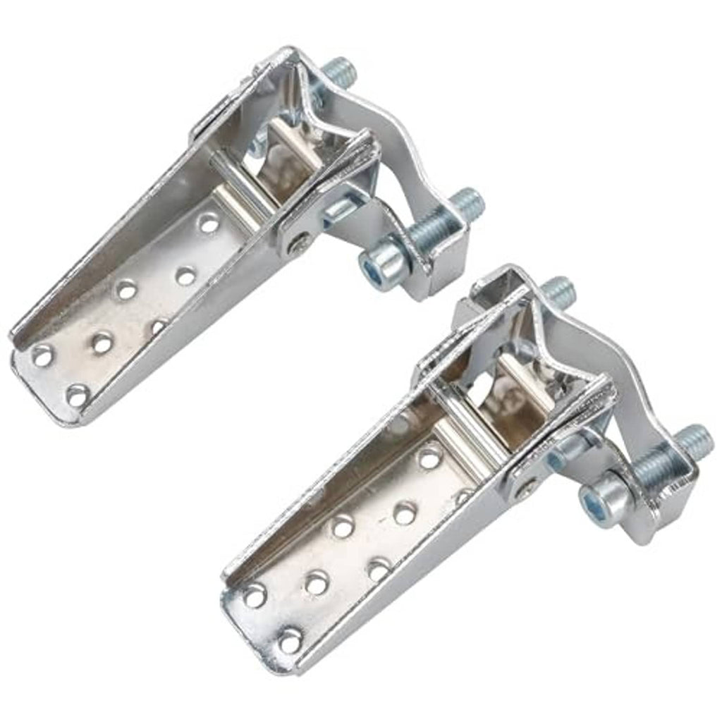 Pair of metal folding bike foot peg clamps with long perforated pedal platforms