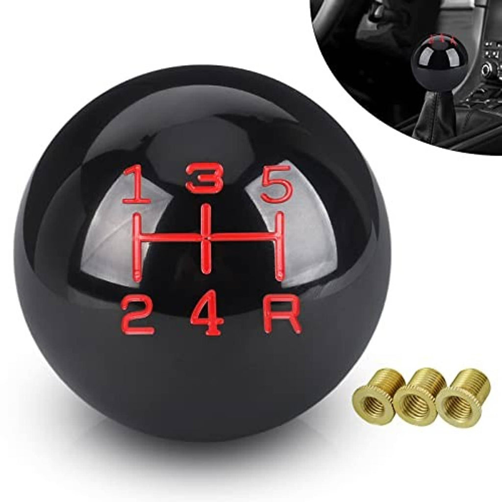 Black 5-speed gear shift knob, glossy round top with red 1–5 and R shift pattern