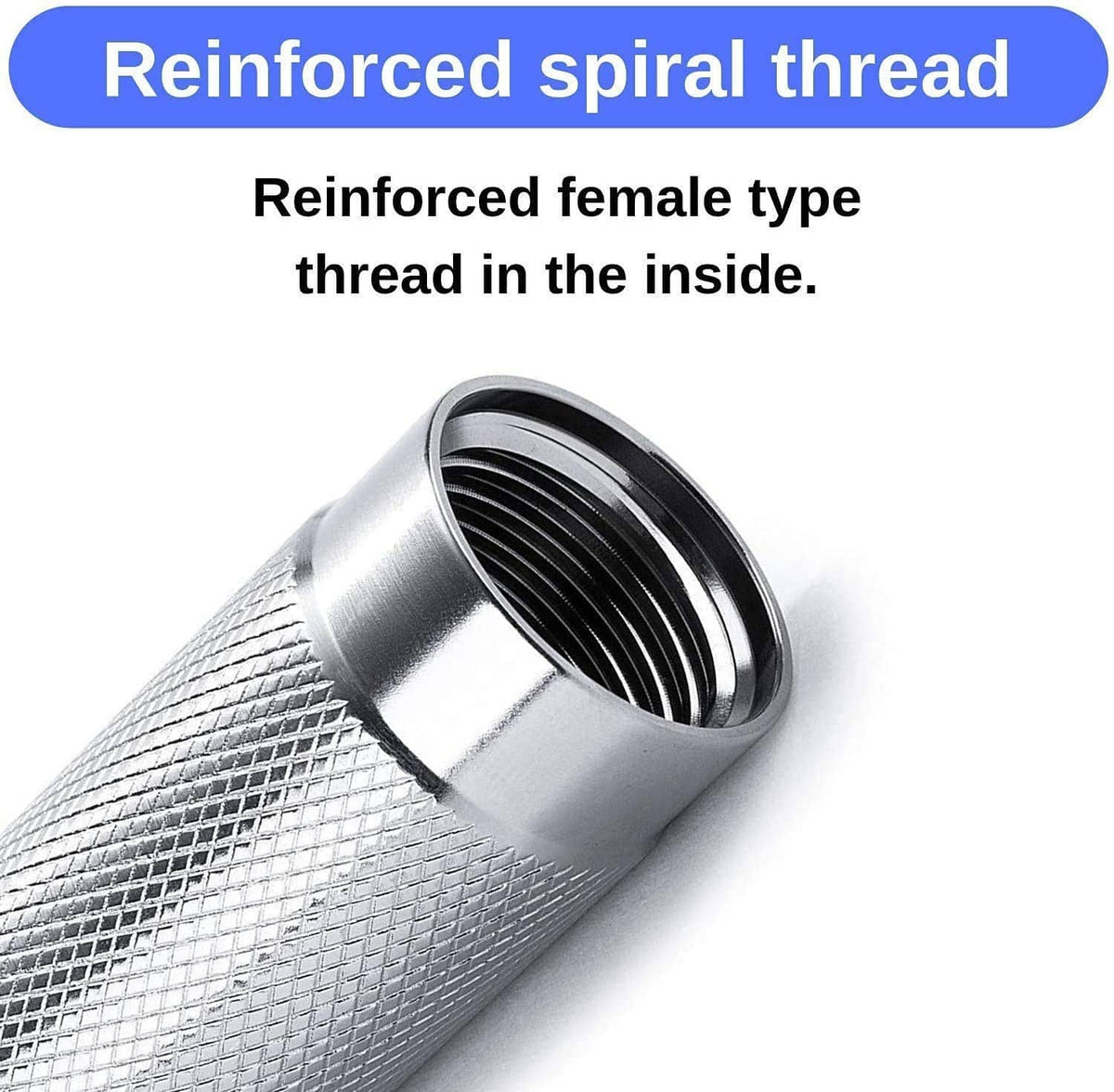 ICO aluminum charger holder showing reinforced spiral female threads inside
