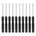 Mini Torx screwdriver set, black ribbed handles with T4 star tips