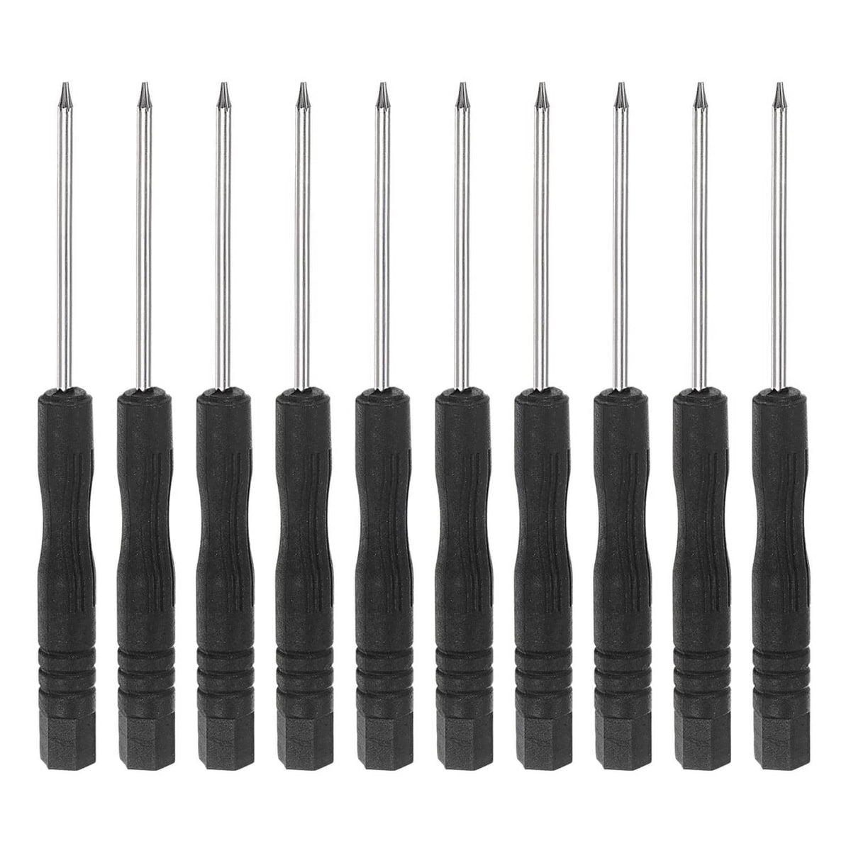 Mini Torx screwdriver set, black ribbed handles with T4 star tips