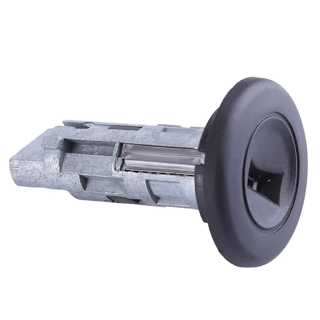 Ignition lock cylinder with black bezel and metal mounting barrel