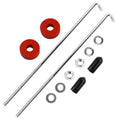 Metal car battery J-hook hold-down kit with red washers and mounting nuts