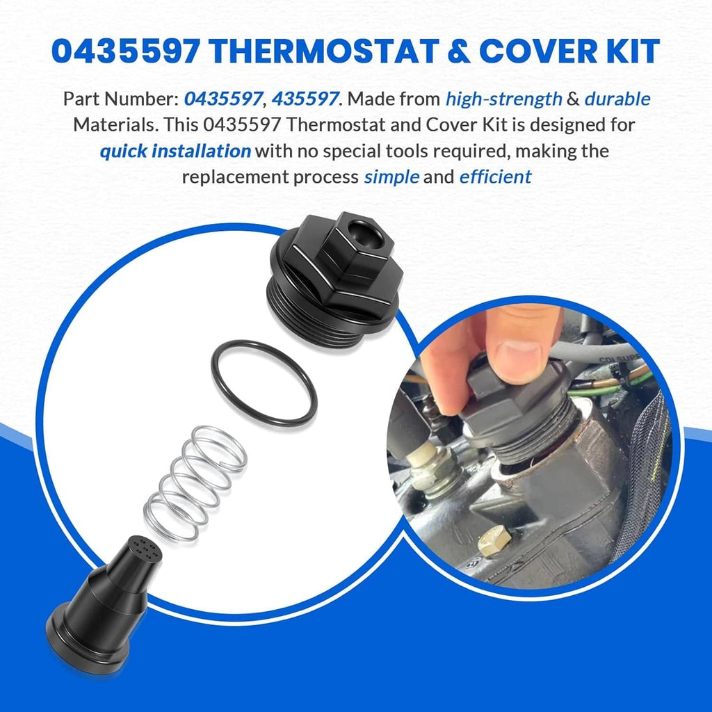 Thermostat and cover kit: black thermostat, cover, O-ring, and metal spring