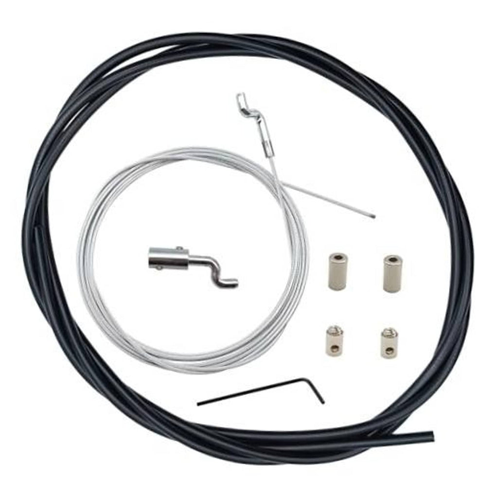 Throttle cable repair kit components: black housing, silver cable, fittings, and springs