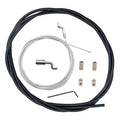 Throttle cable repair kit components: black housing, silver cable, fittings, and springs