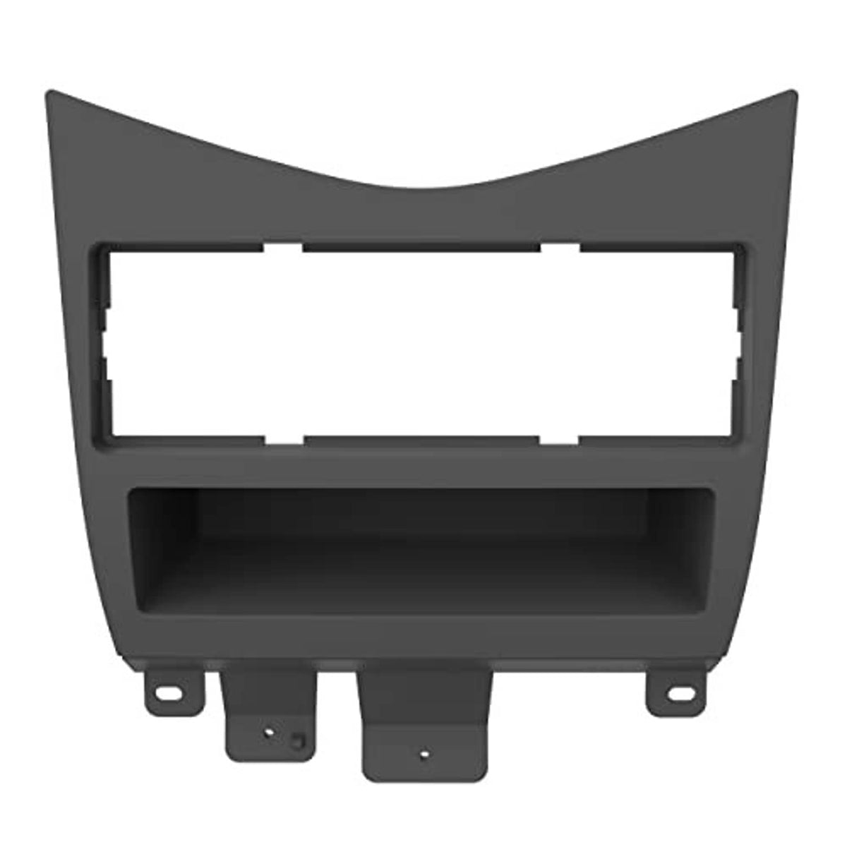 Single DIN dash trim kit panel, charcoal gray with rectangular radio opening