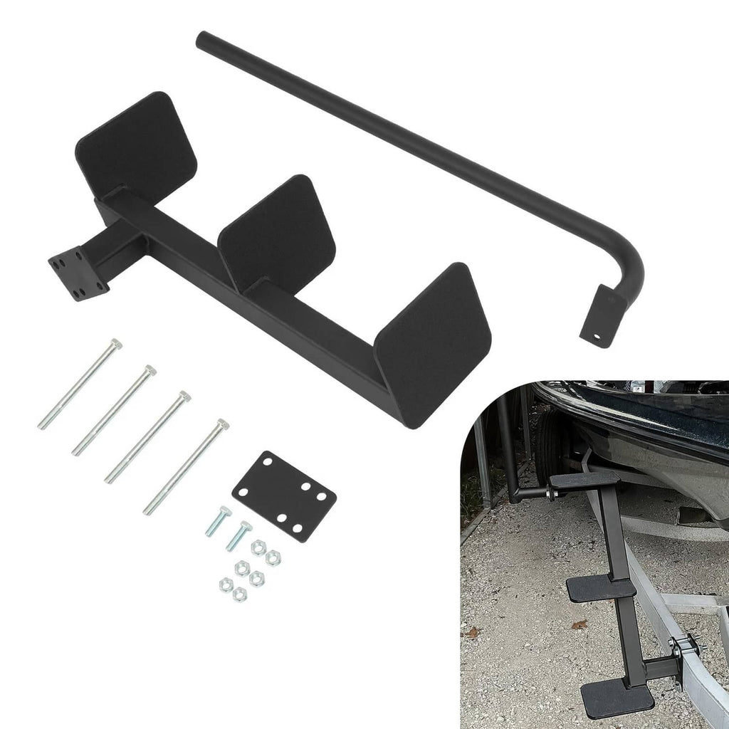 3-step boat trailer ladder kit with handle and mounting hardware