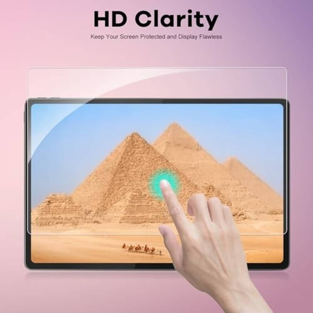 HD clarity tempered glass screen protector with finger touch on tablet display