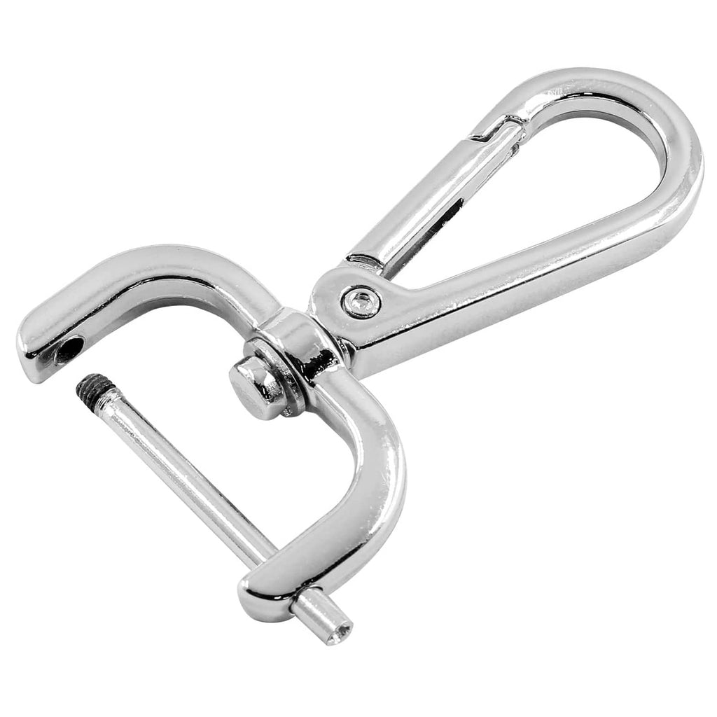 Silver swivel snap hook clasp with spring-loaded gate, single close-up