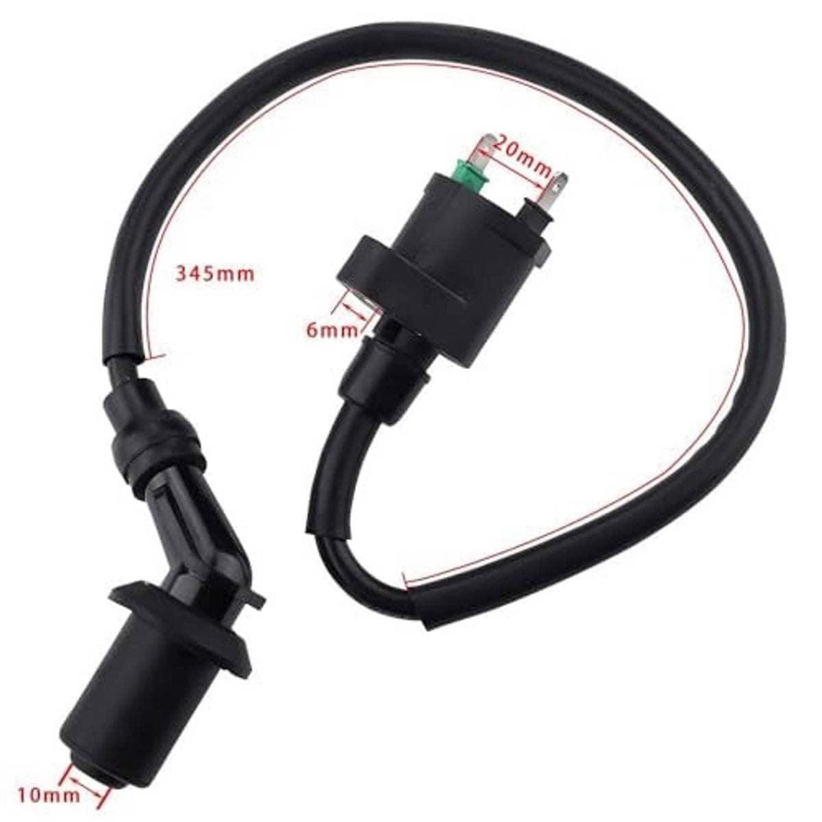 Ignition coil spark plug wire harness with length diagram and black connectors