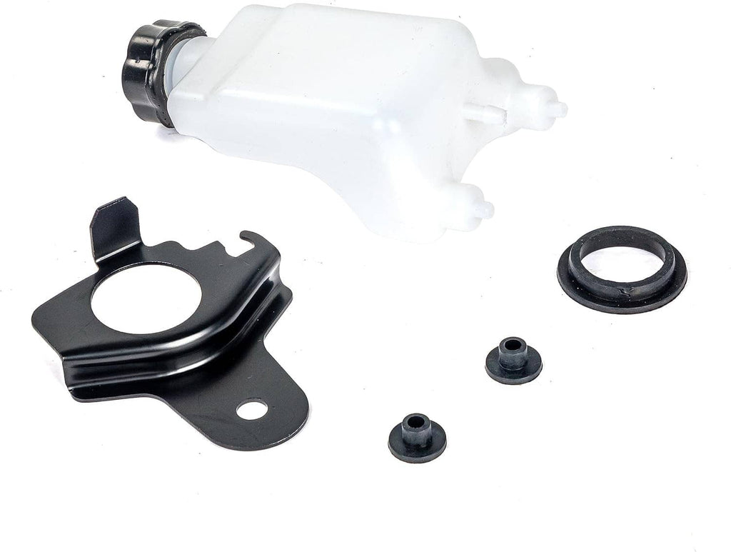 White oil tank with black mounting bracket, O-ring and three rubber grommets