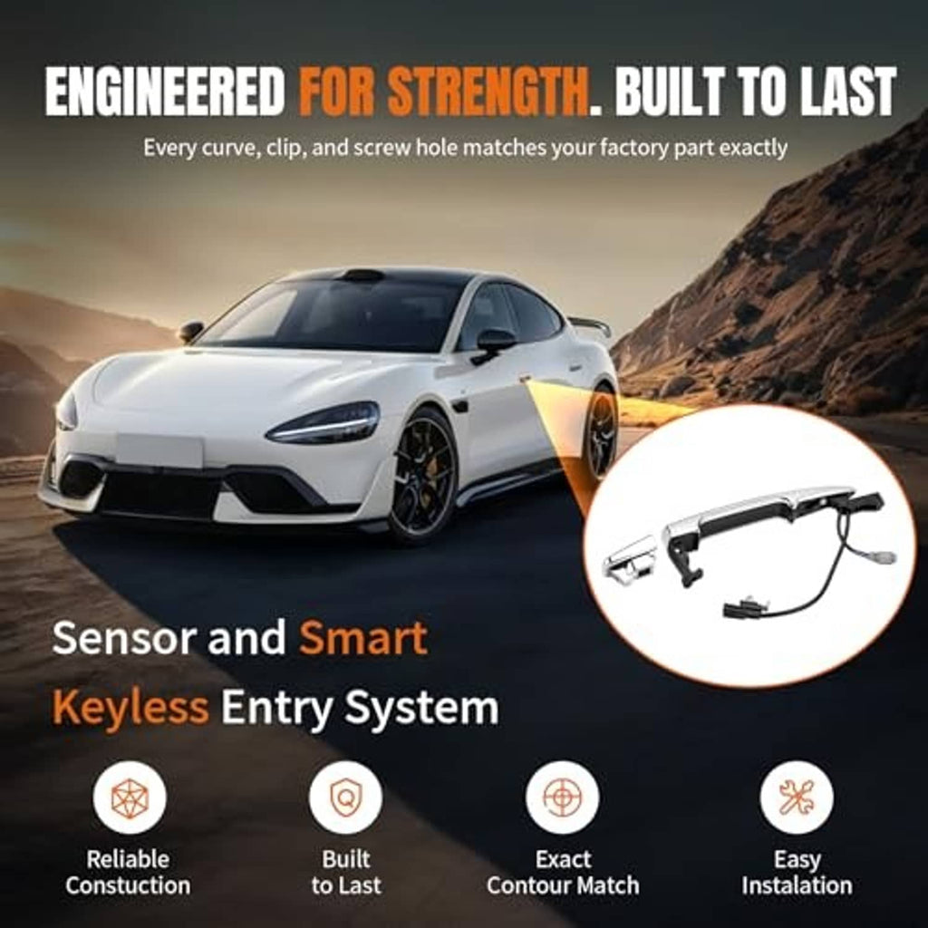 Chrome exterior door handle with keyless entry wiring harness