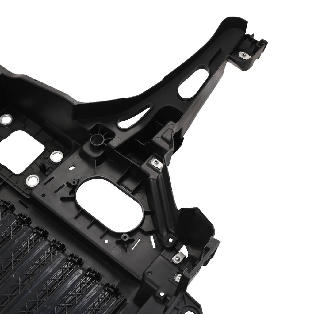 Black grille shutter bracket with large circular opening and mounting clips