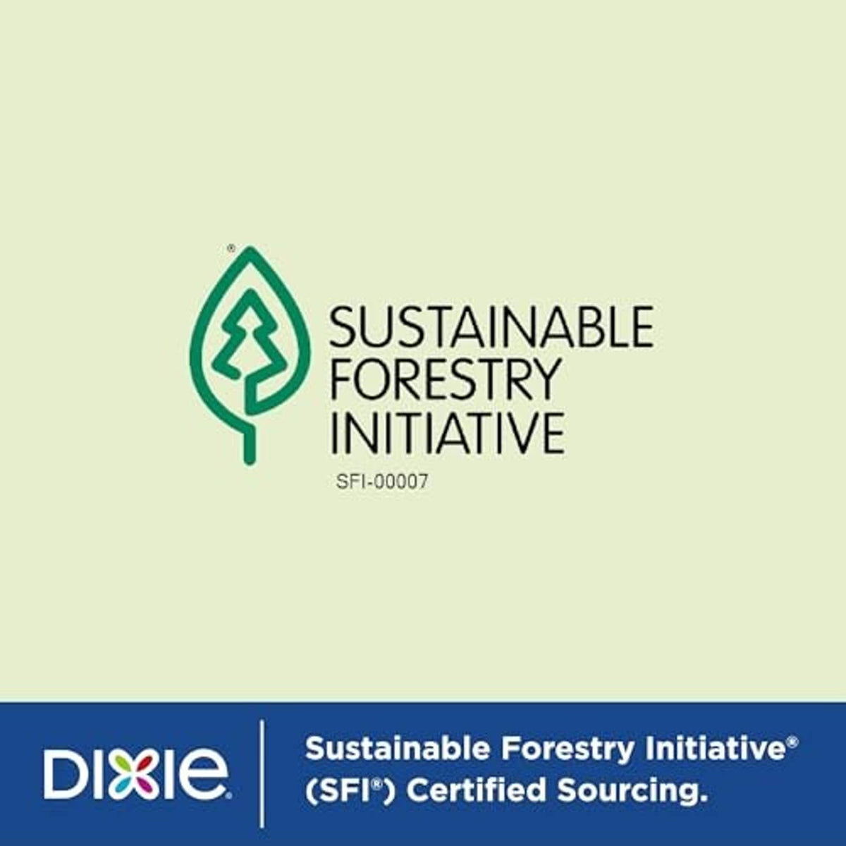 Sustainable Forestry Initiative certified sourcing panel with Dixie branding