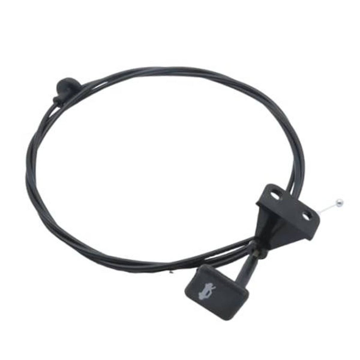 Black engine hood latch release pull cable wire with bracket and small metal ball end