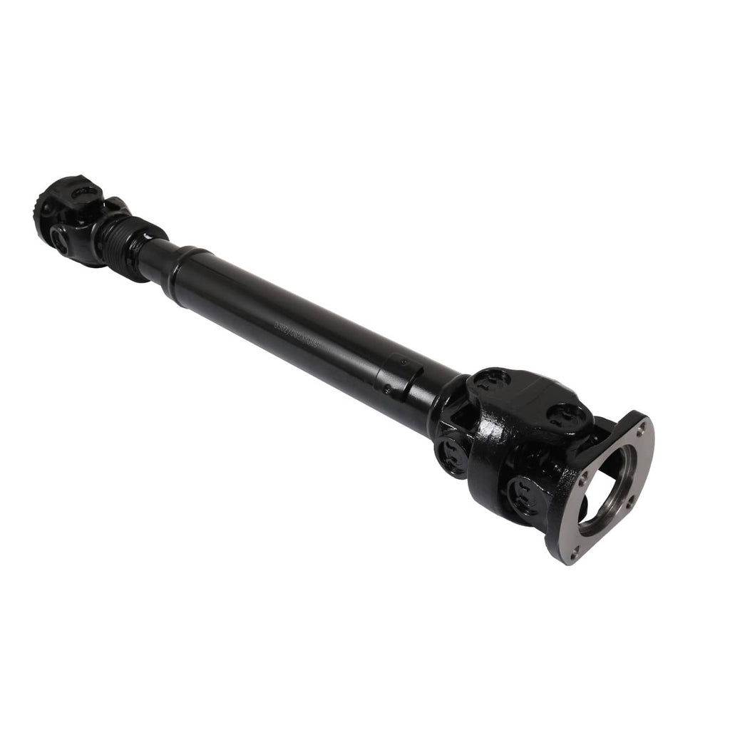 Black front driveshaft with circular flange end and sliding shaft section
