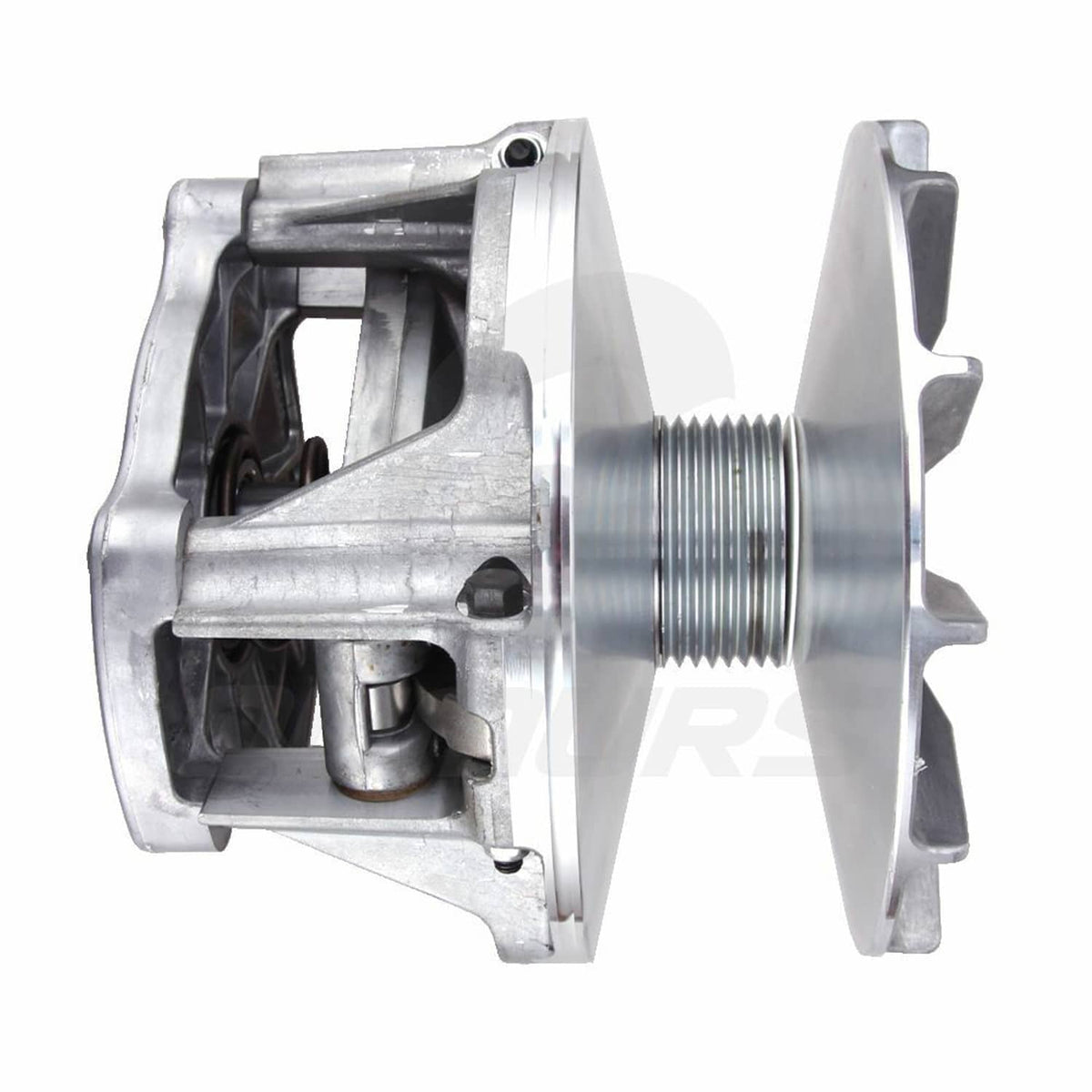 Metal drive clutch assembly side profile with threaded shaft and outer plate