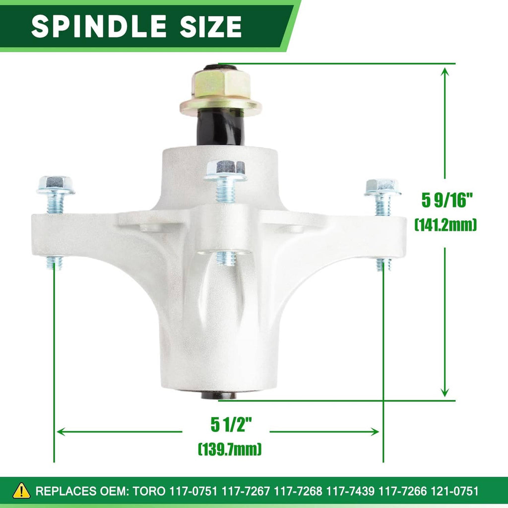 42-inch mower spindle size diagram: 5 9/16 in height, 5 1/2 in width