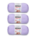 Lilac yarn skeins, Bernat Softee Baby 3-pack, for knitting and crocheting