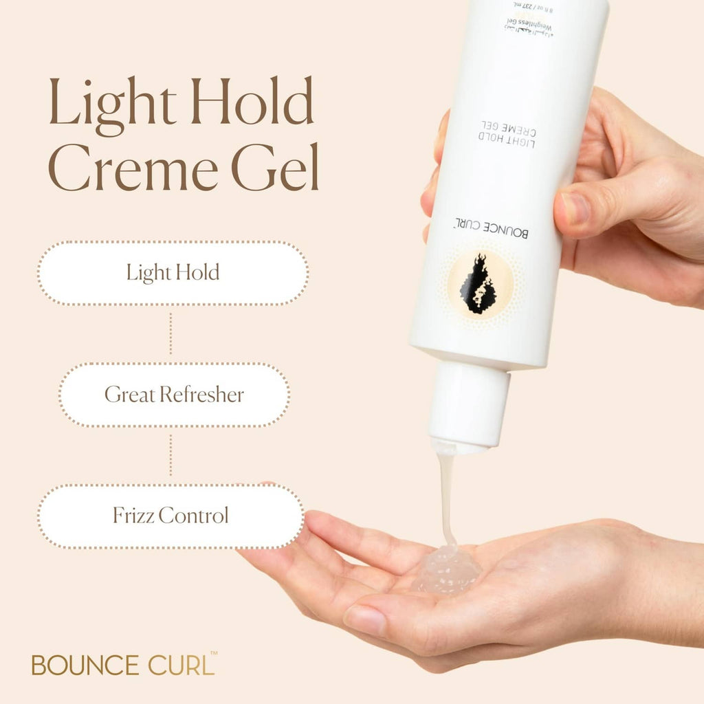 Light hold creme gel bottle dispensing gel into a hand