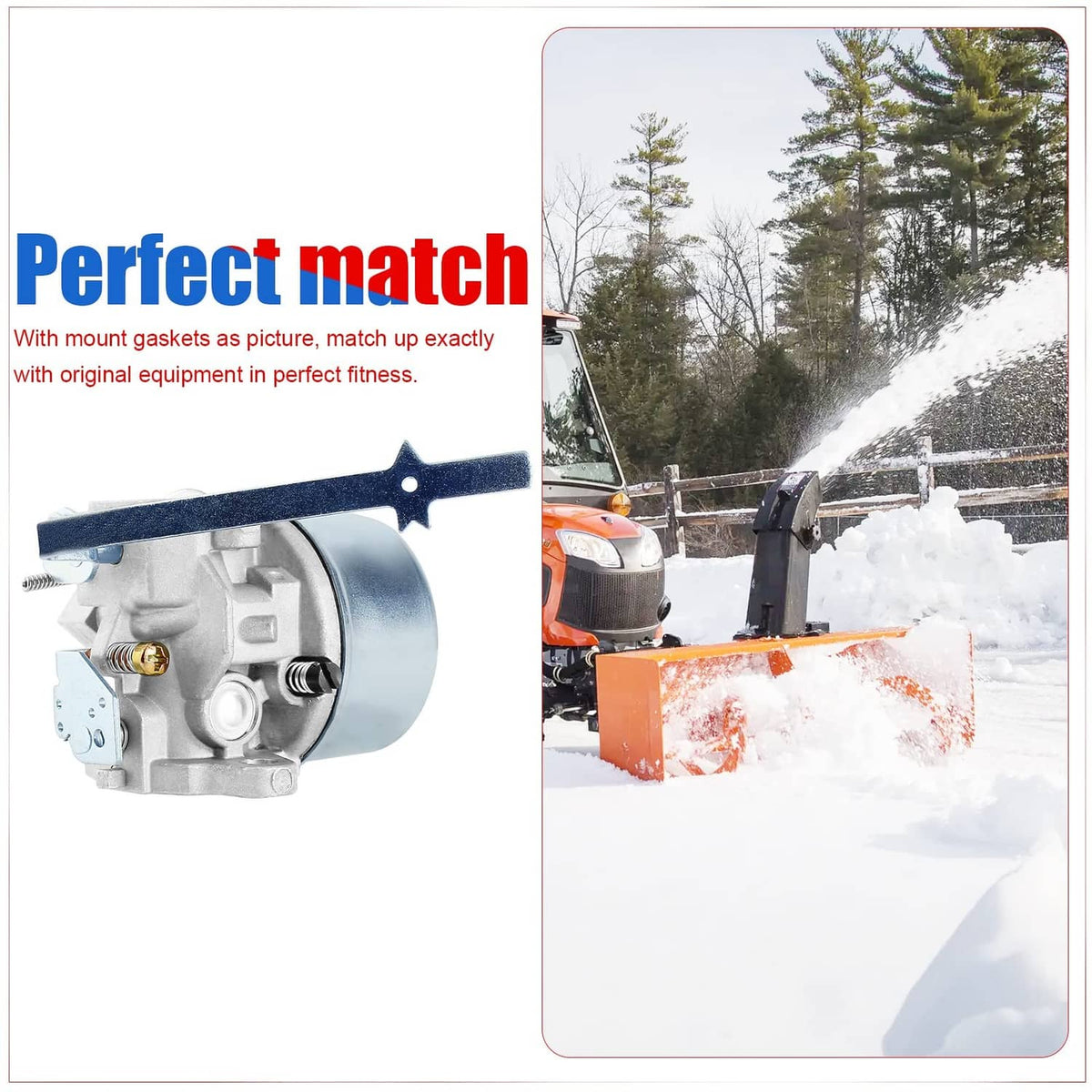 Snow equipment carburetor kit with silver body and star-shaped choke lever