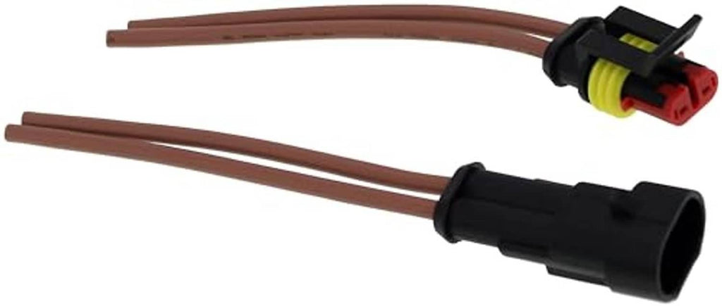 2-wire male/female pigtail harness with brown wires, black ends