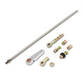 Adjustable column shift linkage kit with long steel rod and assorted mounting hardware