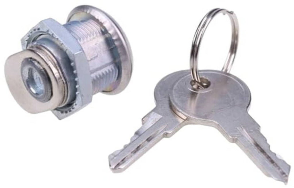 Metal lock cylinder with 2 keys and key ring, including threaded front mount