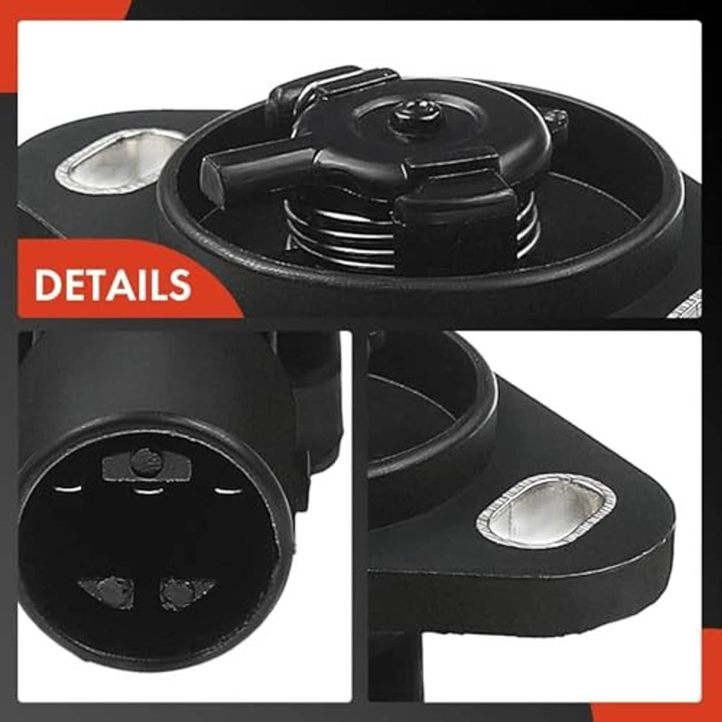 Throttle position sensor details: black cap, side plate, and circular connector face