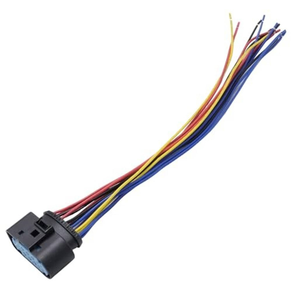 14-pin headlight connector pigtail plug with a single run of multicolor wire leads