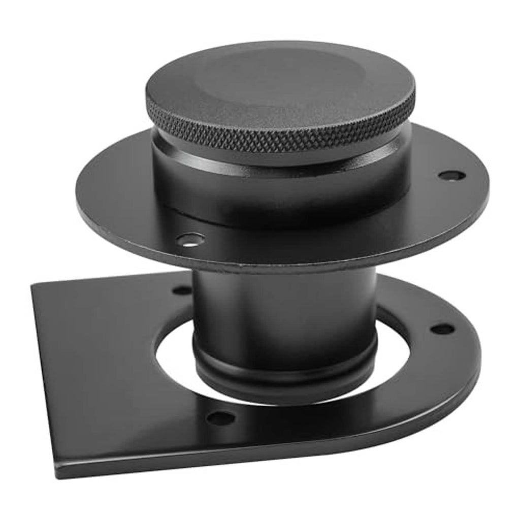 Black remote fuel filler neck base and textured cap with square weld-on mount