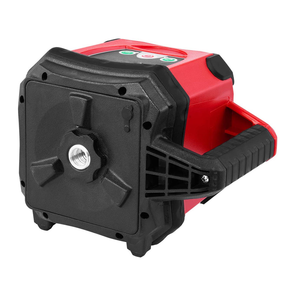 Red and black 360° self-leveling rotary laser level device with tripod mount