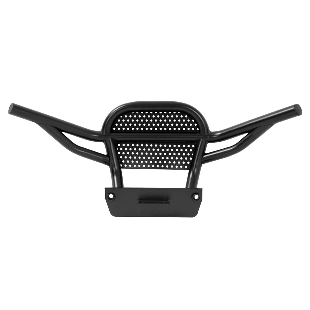 Black brush guard with perforated mesh center and front mounting plate